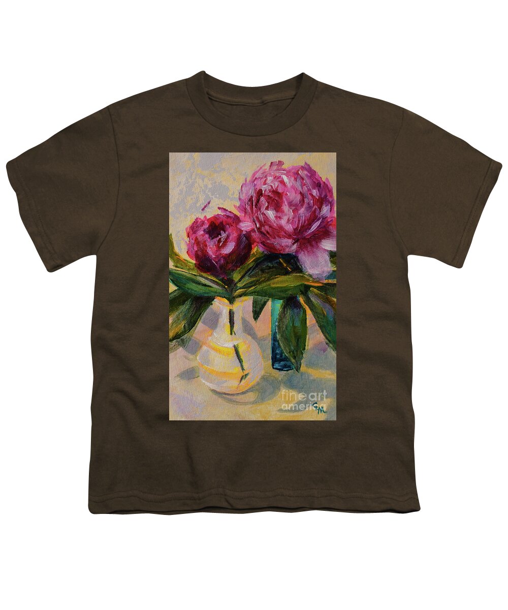 Peony Youth T-Shirt featuring the photograph Peonies and Vases No. 2 by Cheryl McClure