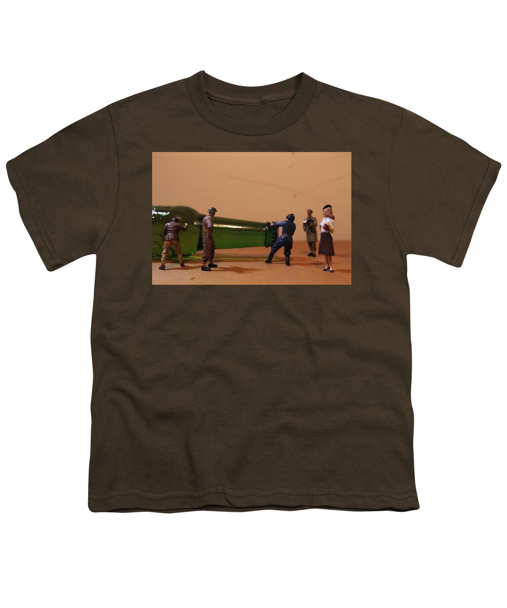 Bottle Youth T-Shirt featuring the photograph Popping the Cap by Army Men Around the House