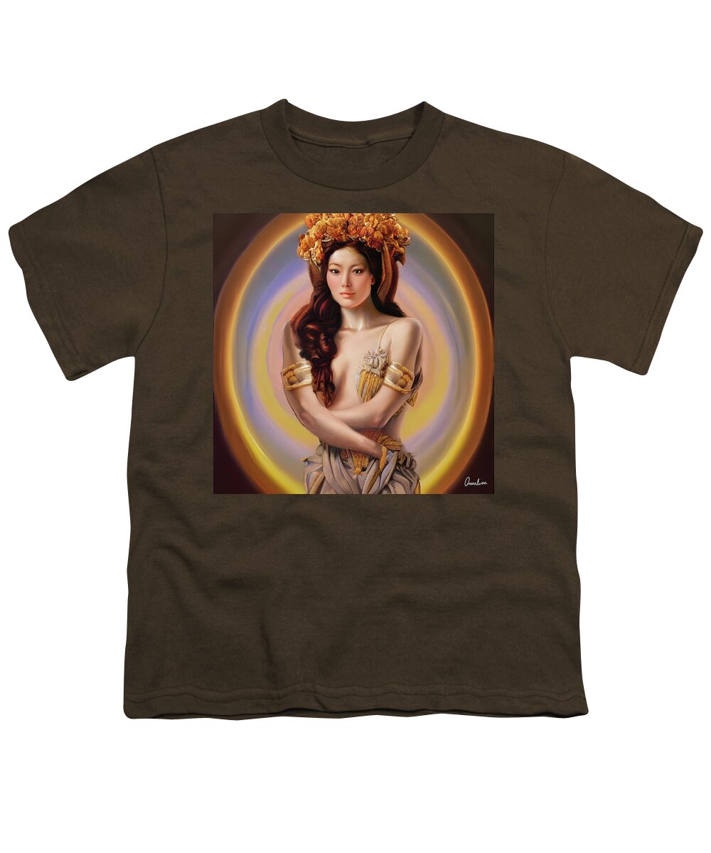 Beauty Youth T-Shirt featuring the digital art Portrait of a Moontime Goddess by Annalisa Rivera-Franz