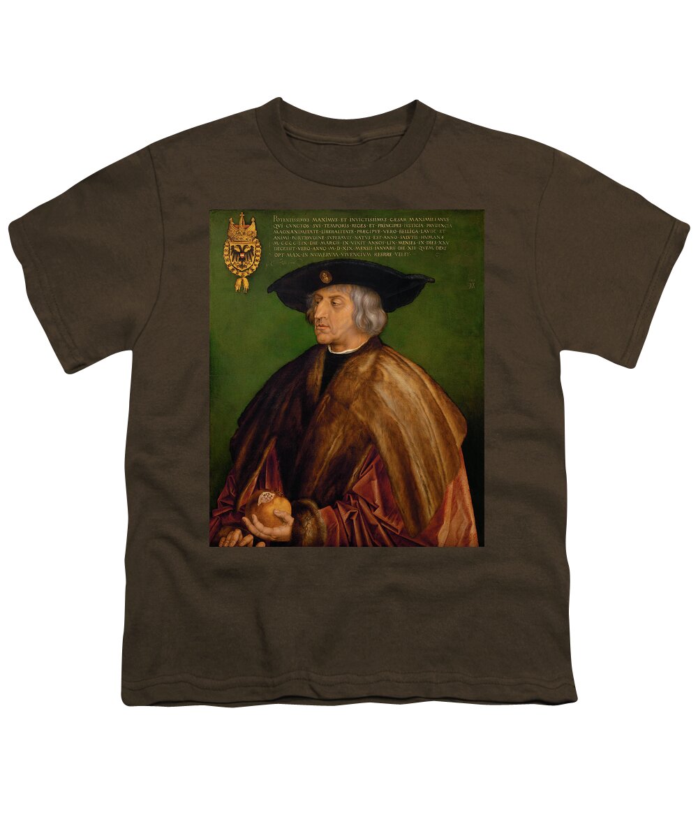 Vintage Youth T-Shirt featuring the painting Portrait of Maximilian I is a Northern Renaissance oil on canvas painting created by Albrech by MotionAge Designs