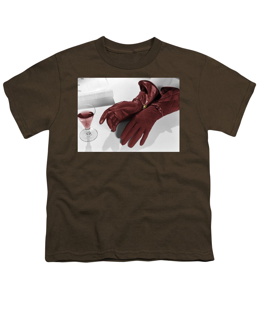 Red Gloves Youth T-Shirt featuring the photograph Red Gloves And Red Wine by Andrew Fare