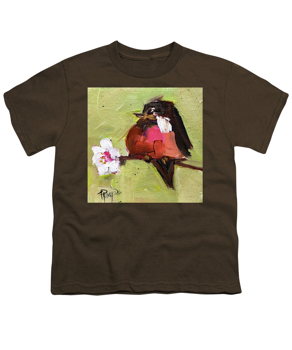  Original Youth T-Shirt featuring the painting Robin 1 by Roxy Rich