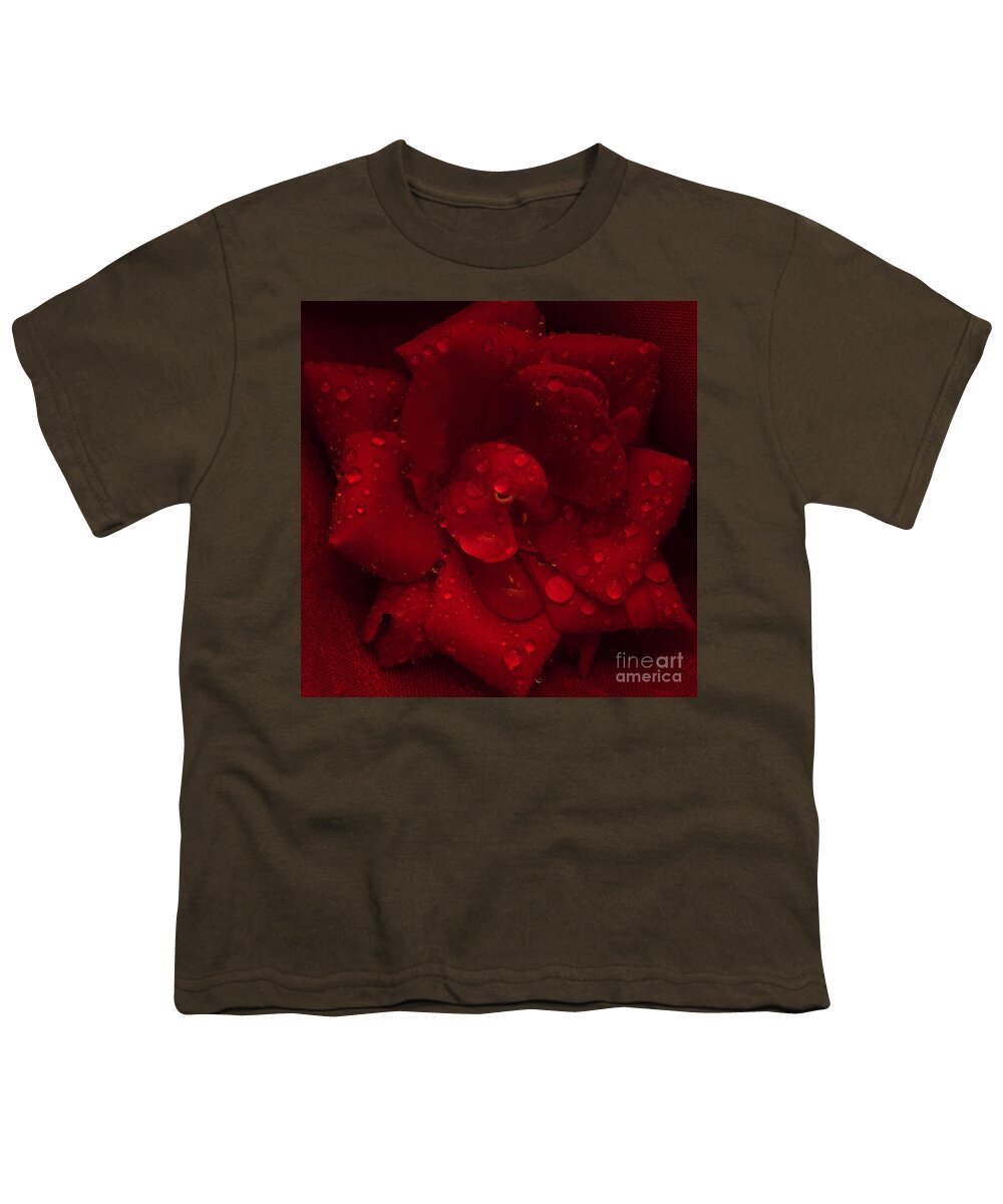 Rose Youth T-Shirt featuring the photograph Rose with Water Droplets by Patrick Nowotny