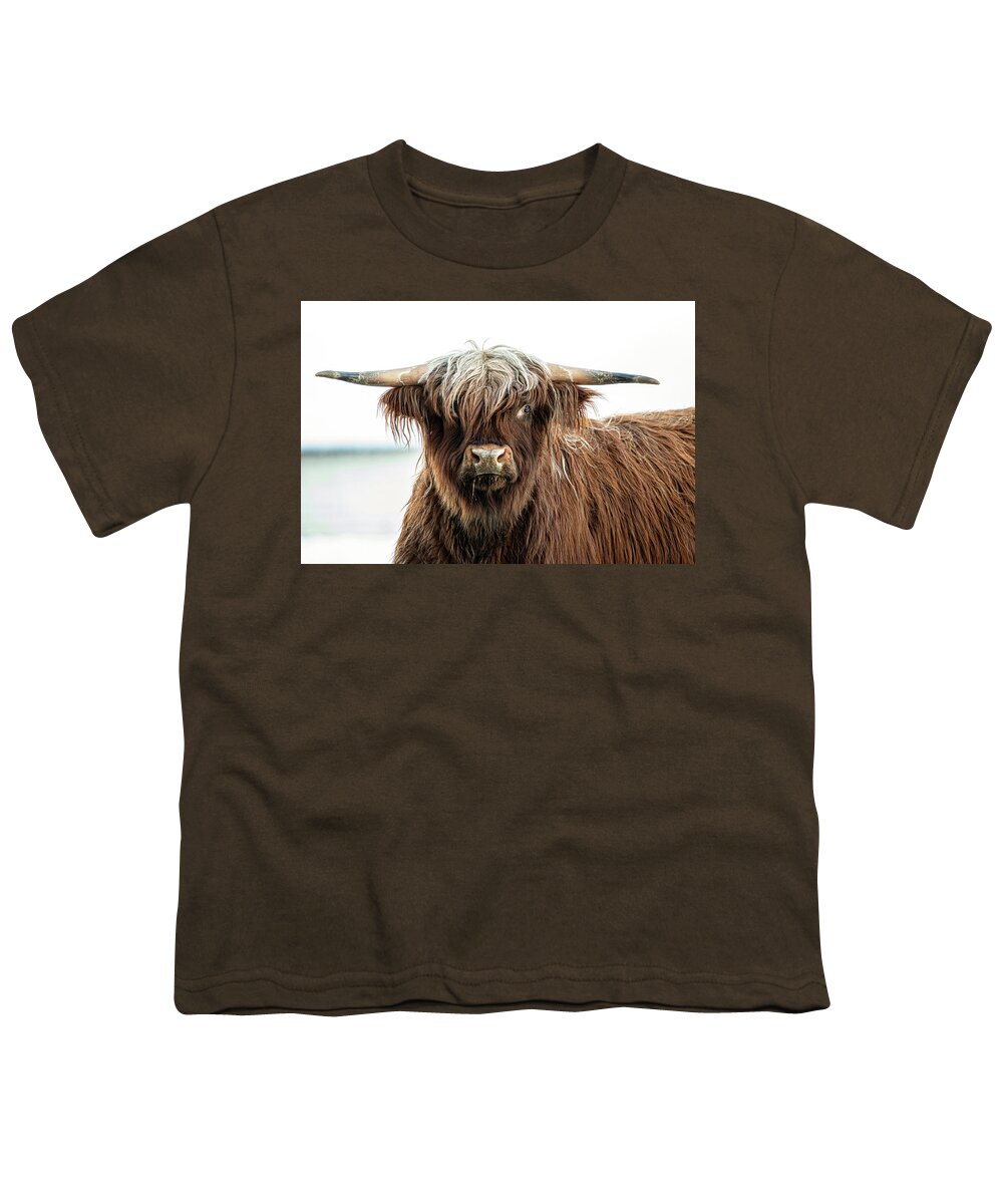 Shaggy Youth T-Shirt featuring the photograph Shaggy Cow by Denise Kopko