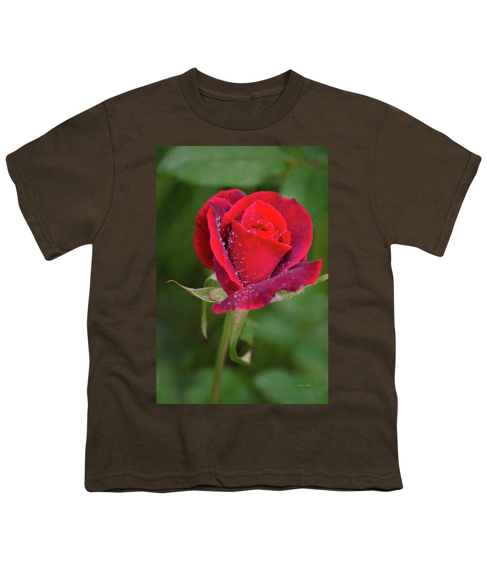 Red Rose Youth T-Shirt featuring the photograph Single Red Rose by Christina Rollo