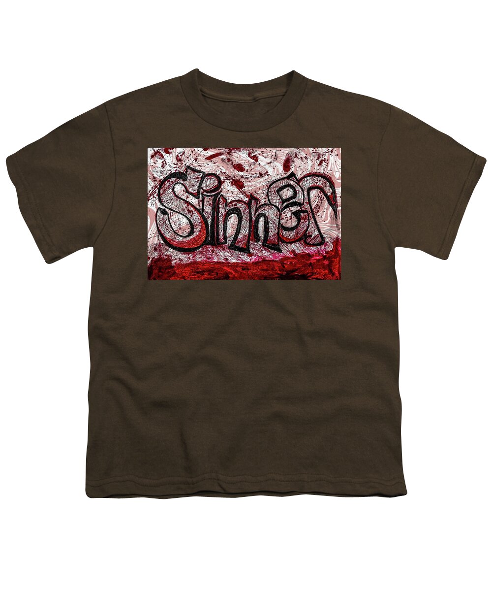 Graffiti Youth T-Shirt featuring the mixed media Sinner by James Mark Shelby