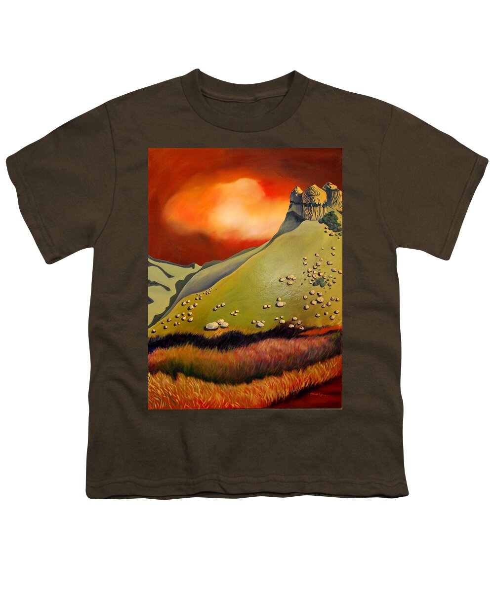 Hills Youth T-Shirt featuring the painting Soft Hills by Franci Hepburn