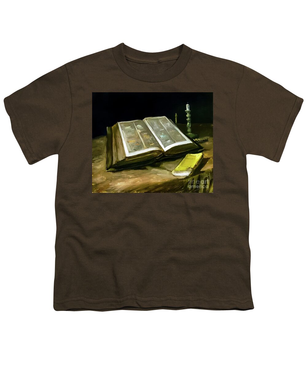 Bible Youth T-Shirt featuring the painting Still Life With Bible by Vincent Van Gogh 1885 by Vincent Van Gogh