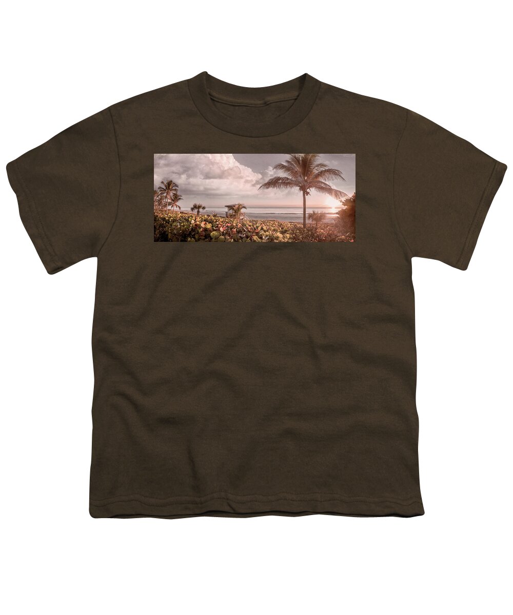 Clouds Youth T-Shirt featuring the photograph Sunrise Cottage View Panorama by Debra and Dave Vanderlaan
