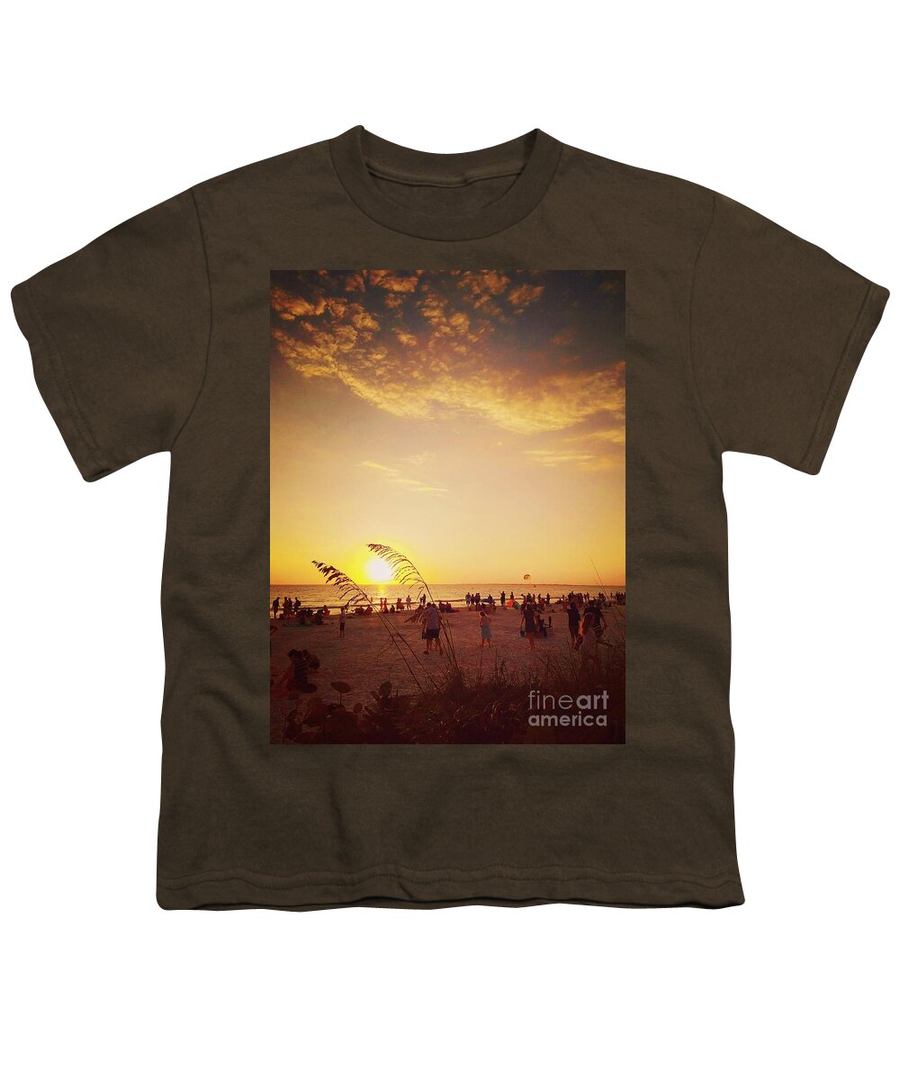 Sunset Youth T-Shirt featuring the photograph Sunset At Fort Myers Beach by Claudia Zahnd-Prezioso