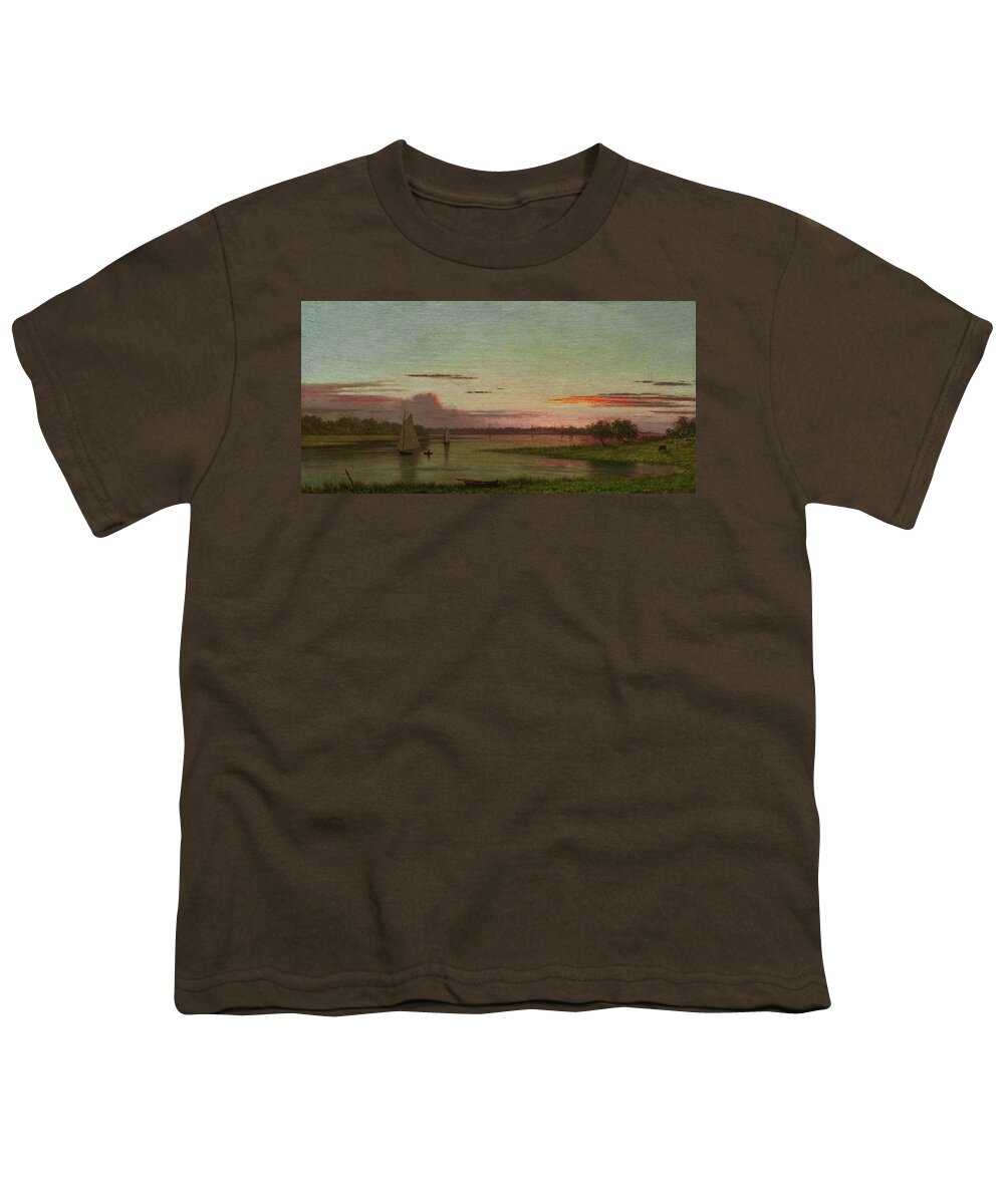 Black Rock Youth T-Shirt featuring the painting Sunset, Black Rock, Connecticut by Martin Johnson Heade