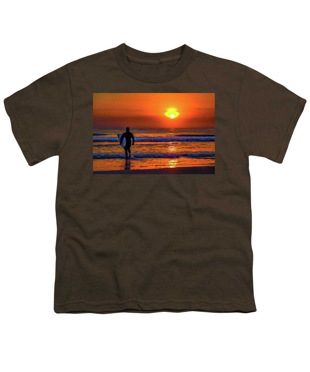 Sunset Surfer Youth T-Shirt featuring the photograph Sunset Surfer by Az Jackson