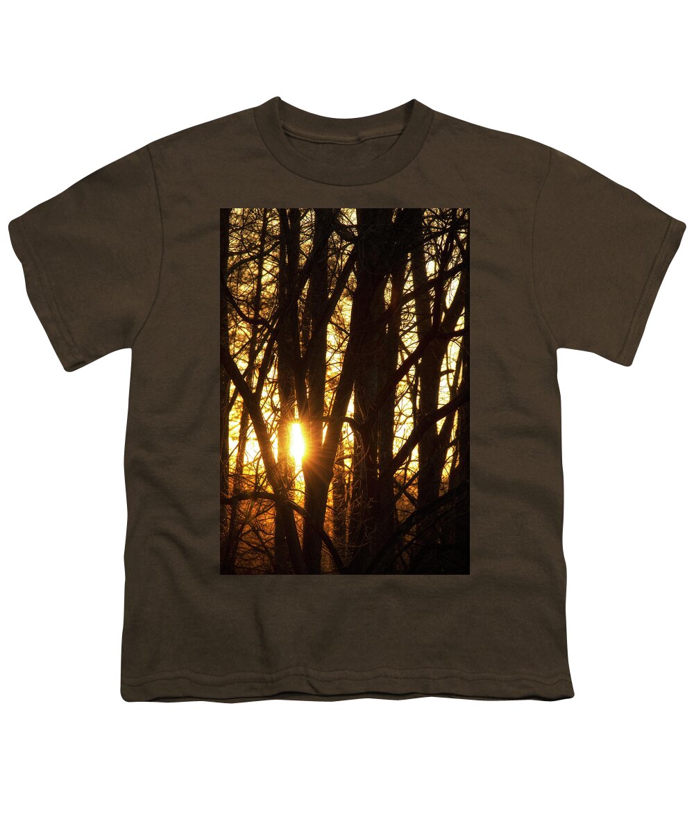 North Wilkesboro Youth T-Shirt featuring the photograph Sunset Through the Trees by Charles Floyd