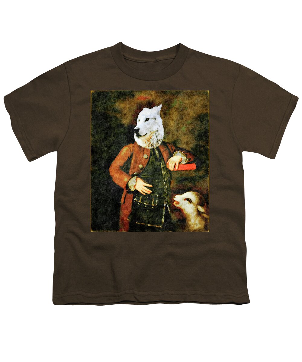 Watercolor Youth T-Shirt featuring the digital art The Wolf and the Lamb by Shelli Fitzpatrick