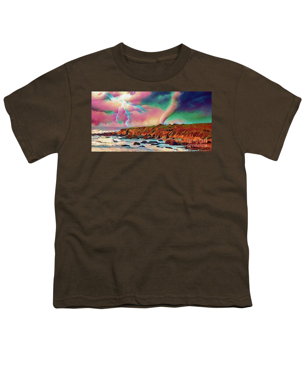 Paintography Youth T-Shirt featuring the digital art Tornado Lighting Digital Paint by Chuck Kuhn