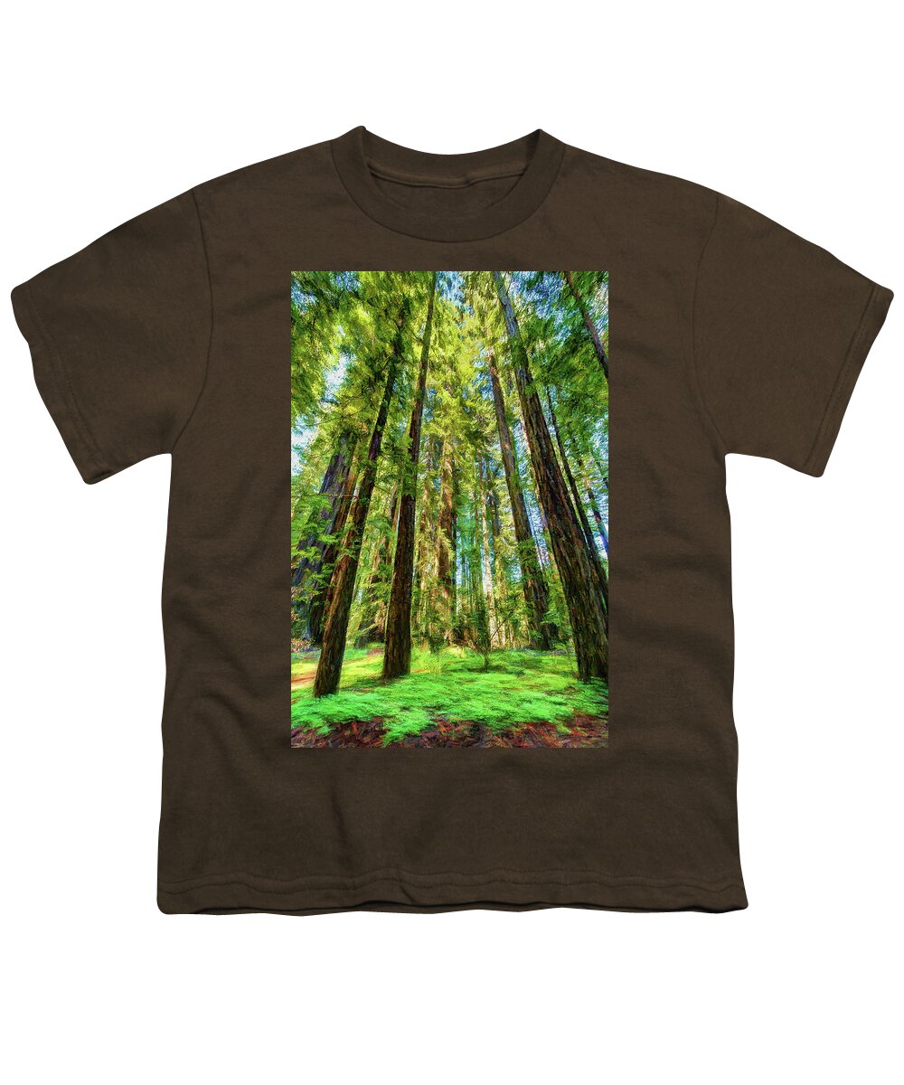 California Youth T-Shirt featuring the photograph Up Into the California Redwoods ap 120 by Dan Carmichael