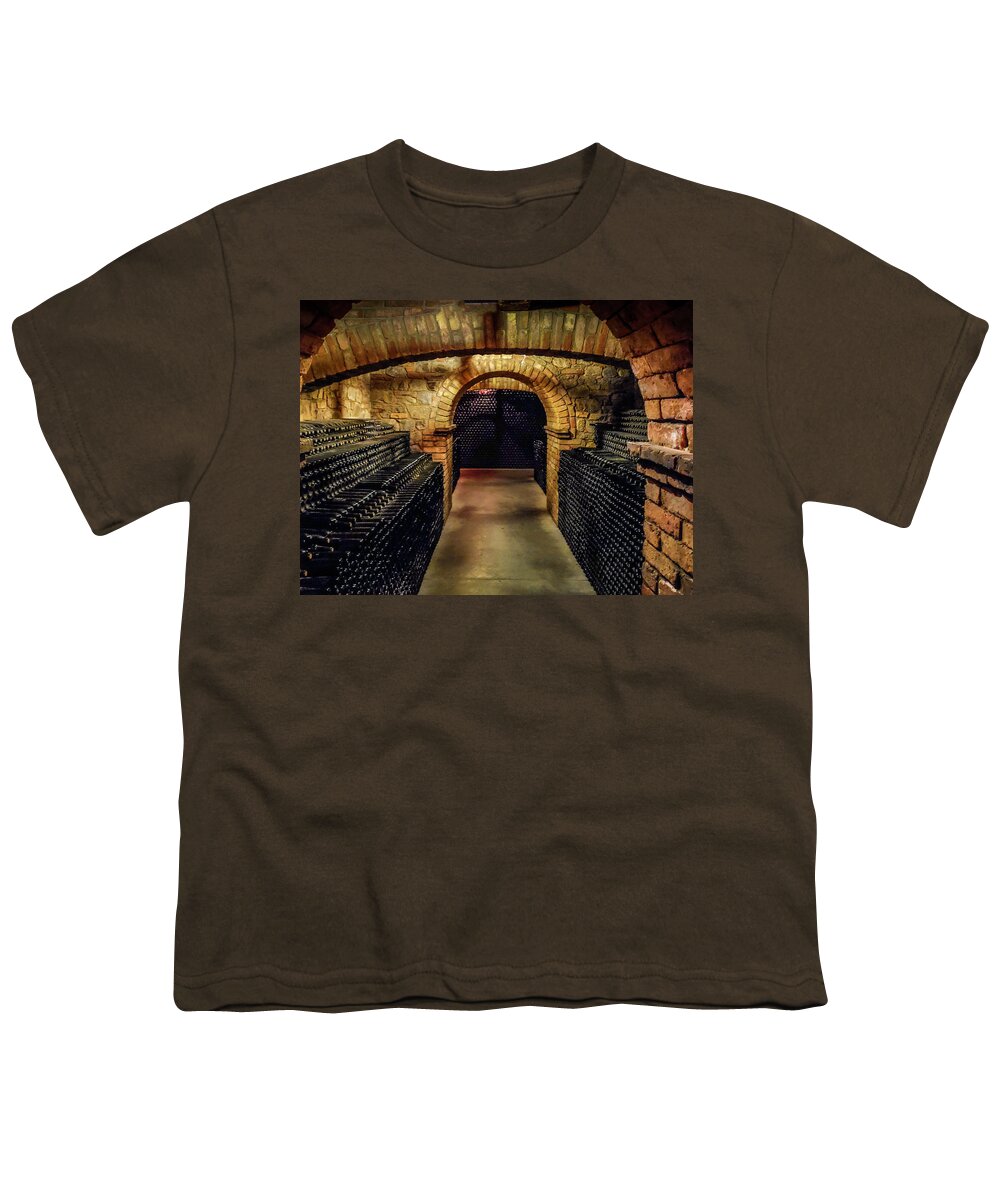  Youth T-Shirt featuring the photograph wine cellar - Castello di Amorosa by Harold Rau