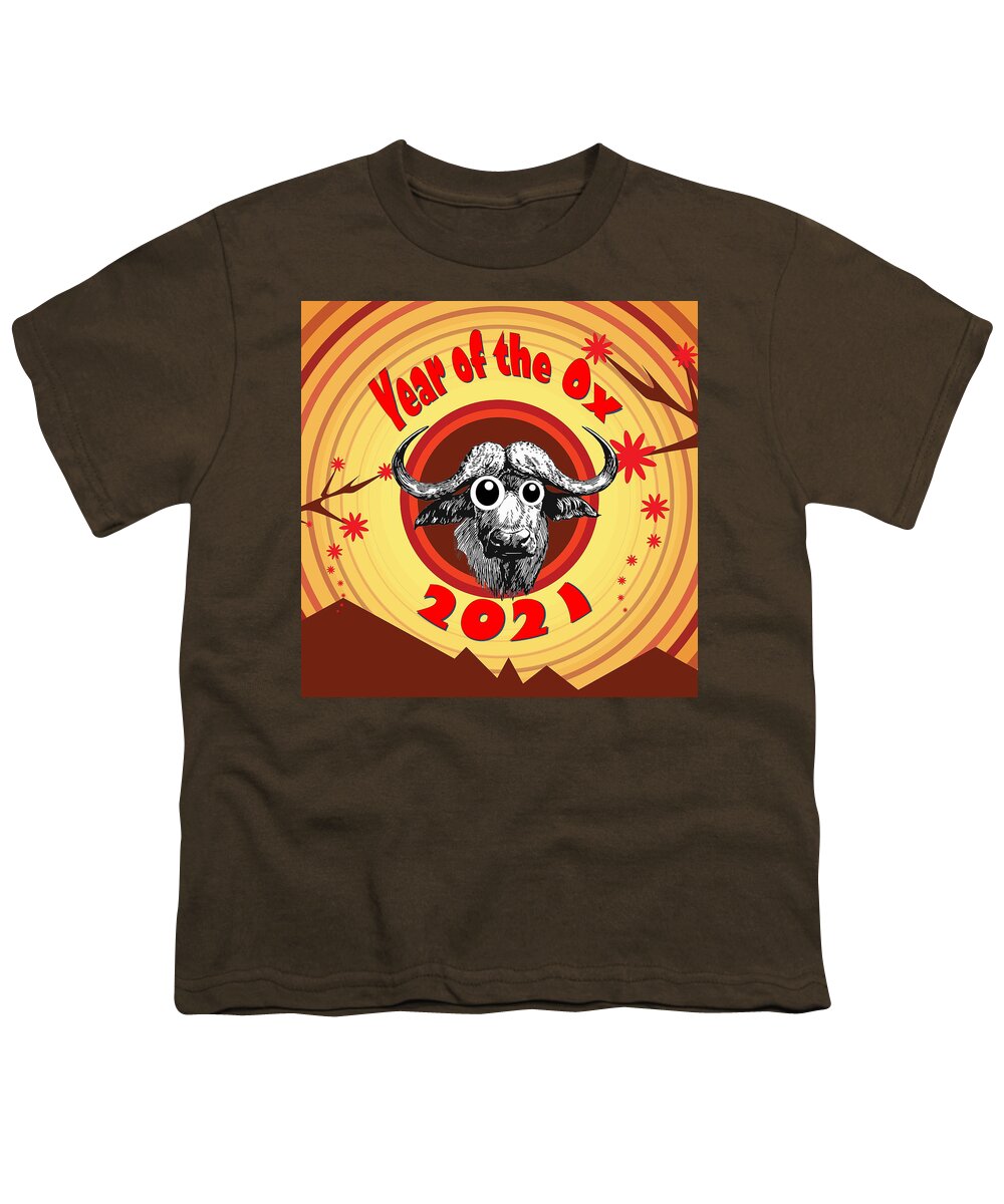 Ox Youth T-Shirt featuring the digital art Year of the Ox 2 with Googly Eyes by Ali Baucom