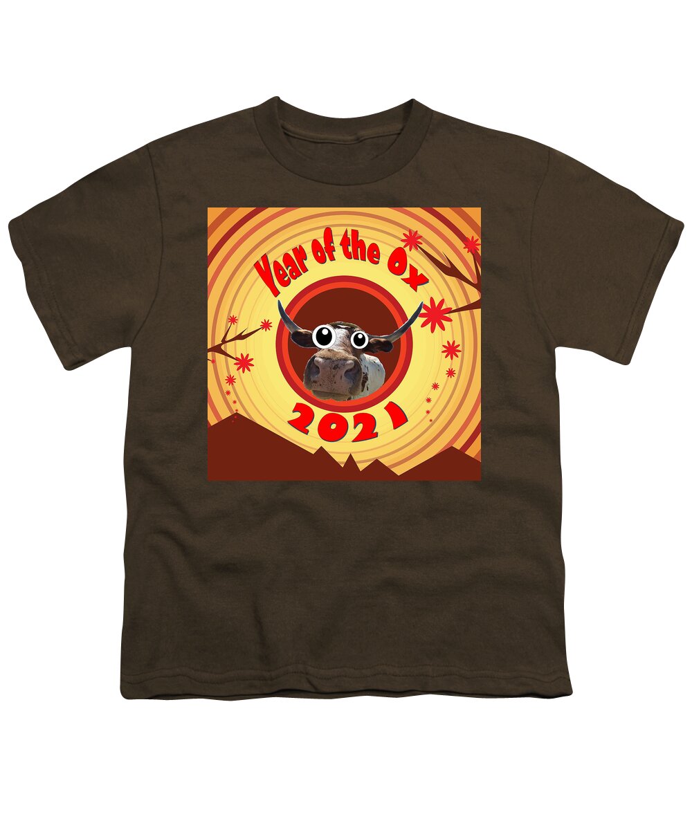 Ox Youth T-Shirt featuring the digital art Year of the Ox with Googly Eyes by Ali Baucom