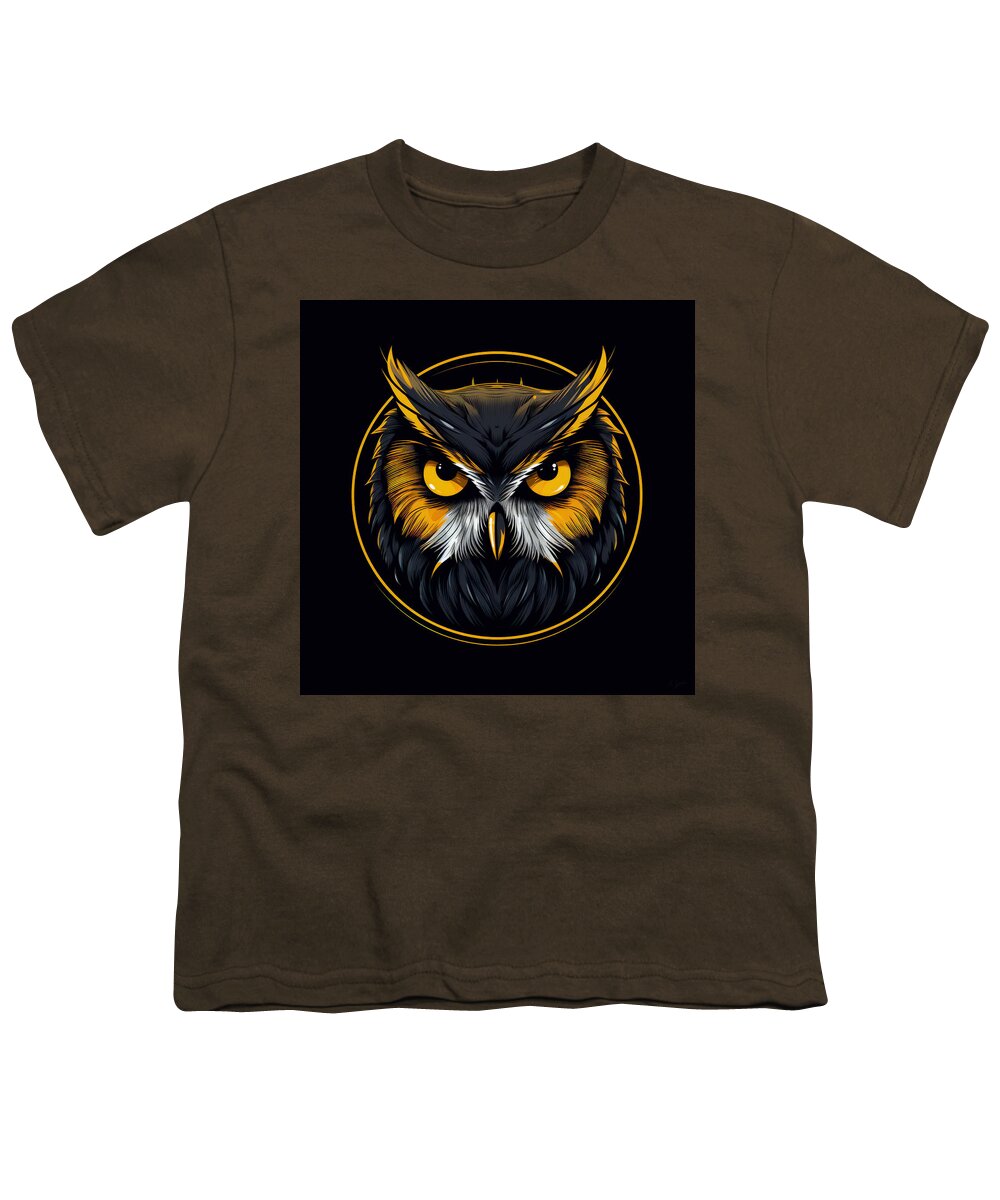 Owl Modern Art Youth T-Shirt featuring the painting Yellow Owl Art by Lourry Legarde