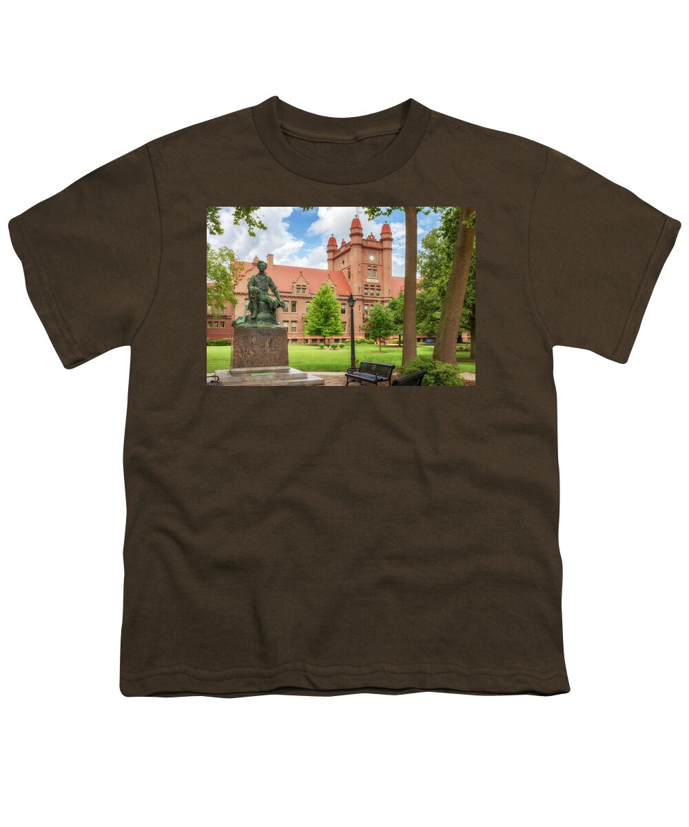 Millikin University Youth T-Shirt featuring the photograph Young Abe Lincoln - Millikin Universtiy - Decatur, Illinois by Susan Rissi Tregoning
