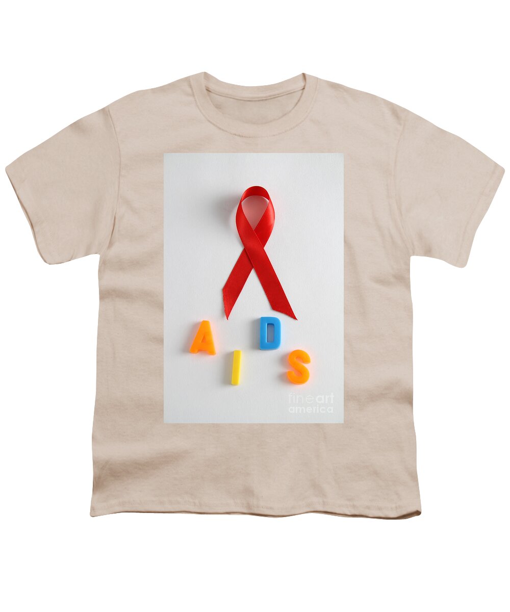 Acquired Immune Deficiency Youth T-Shirt featuring the photograph Aids Awareness Symbol #1 by Photo Researchers, Inc.