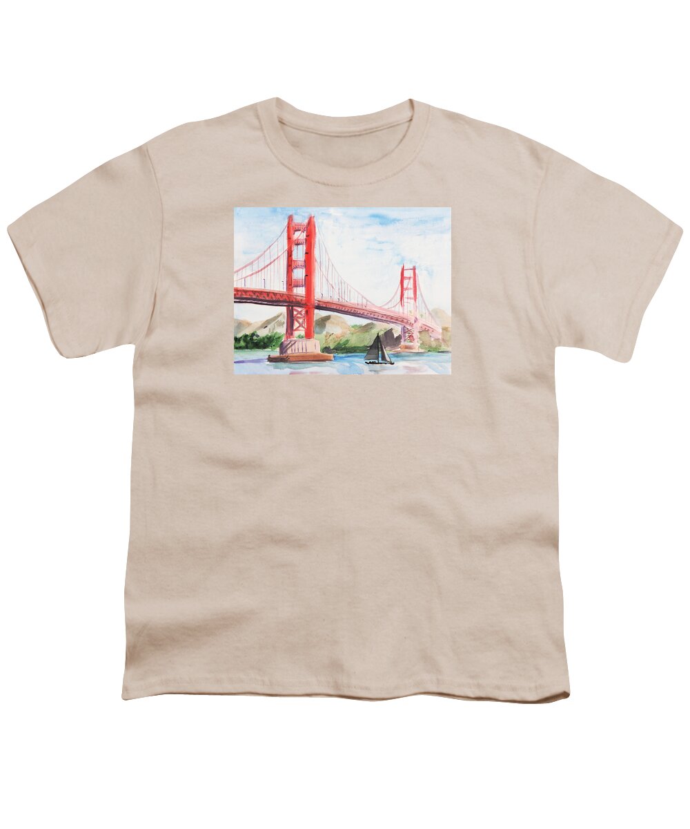 Goldengatebridge Youth T-Shirt featuring the painting Golden Gate Bridge #3 by Masha Batkova