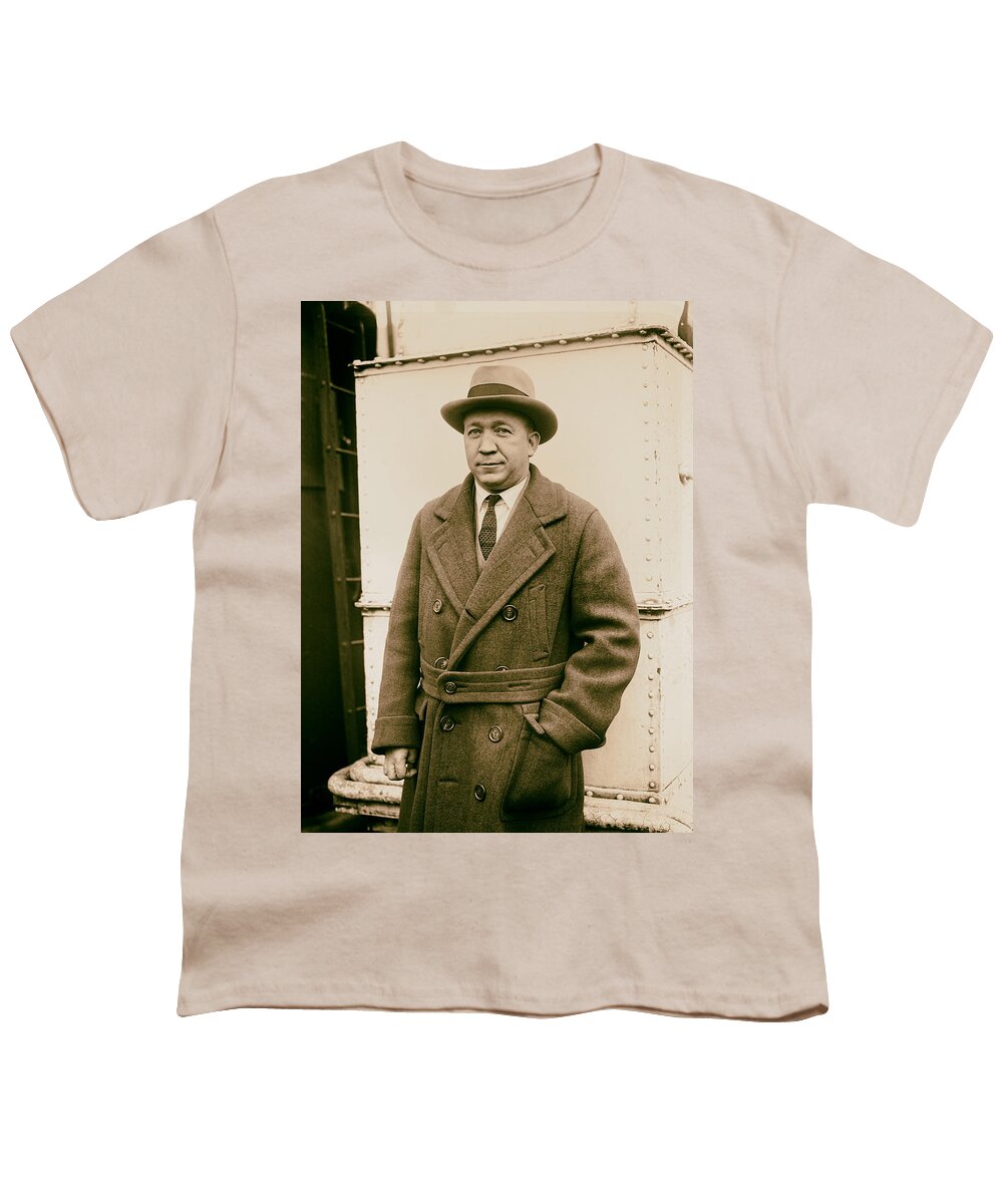 Notre Dame Youth T-Shirt featuring the photograph Notre Dame's Legendary Head Coach Knute Rockne on a Ship's Deck -1920s #1 by Mountain Dreams