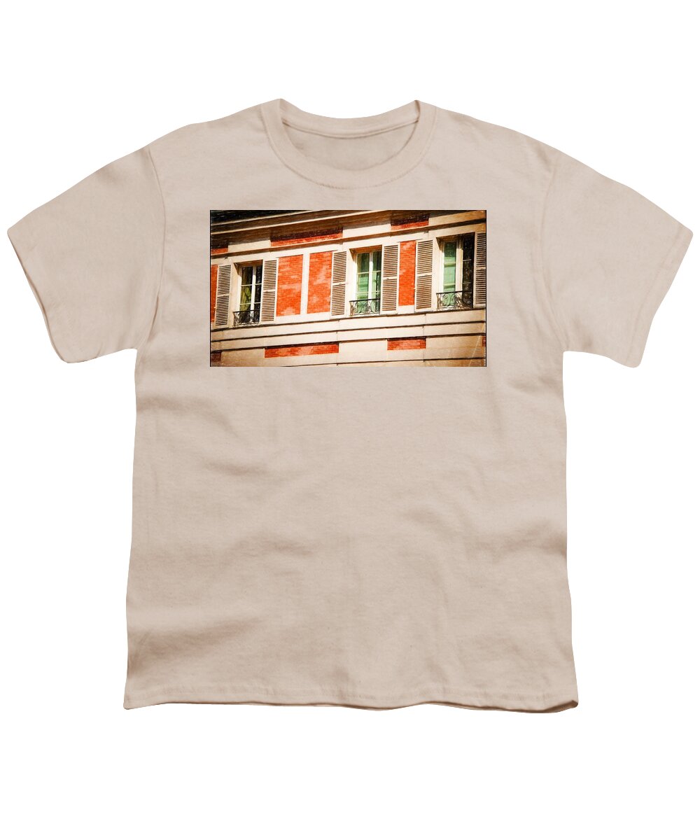 Paris Youth T-Shirt featuring the photograph Paris Windows #1 by Bill Howard