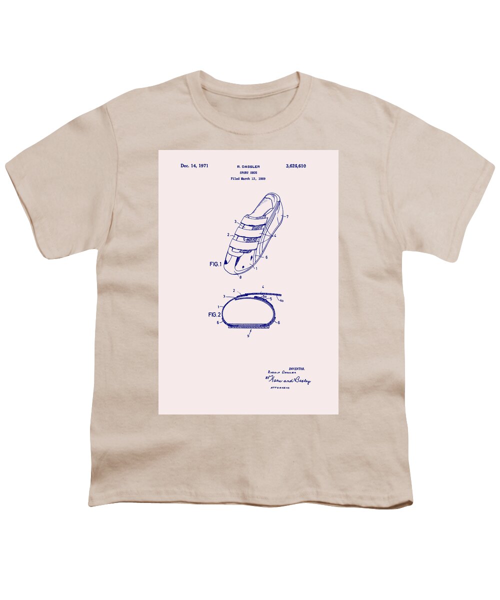 Patent Youth T-Shirt featuring the drawing Sport Shoe Patent 1971 #1 by Mountain Dreams