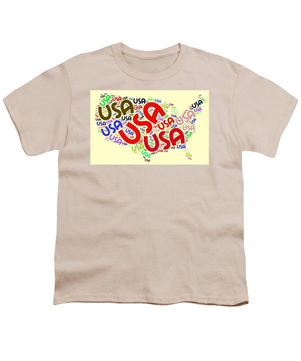 Usd Youth T-Shirt featuring the painting USA Word Cloud #1 by Bruce Nutting