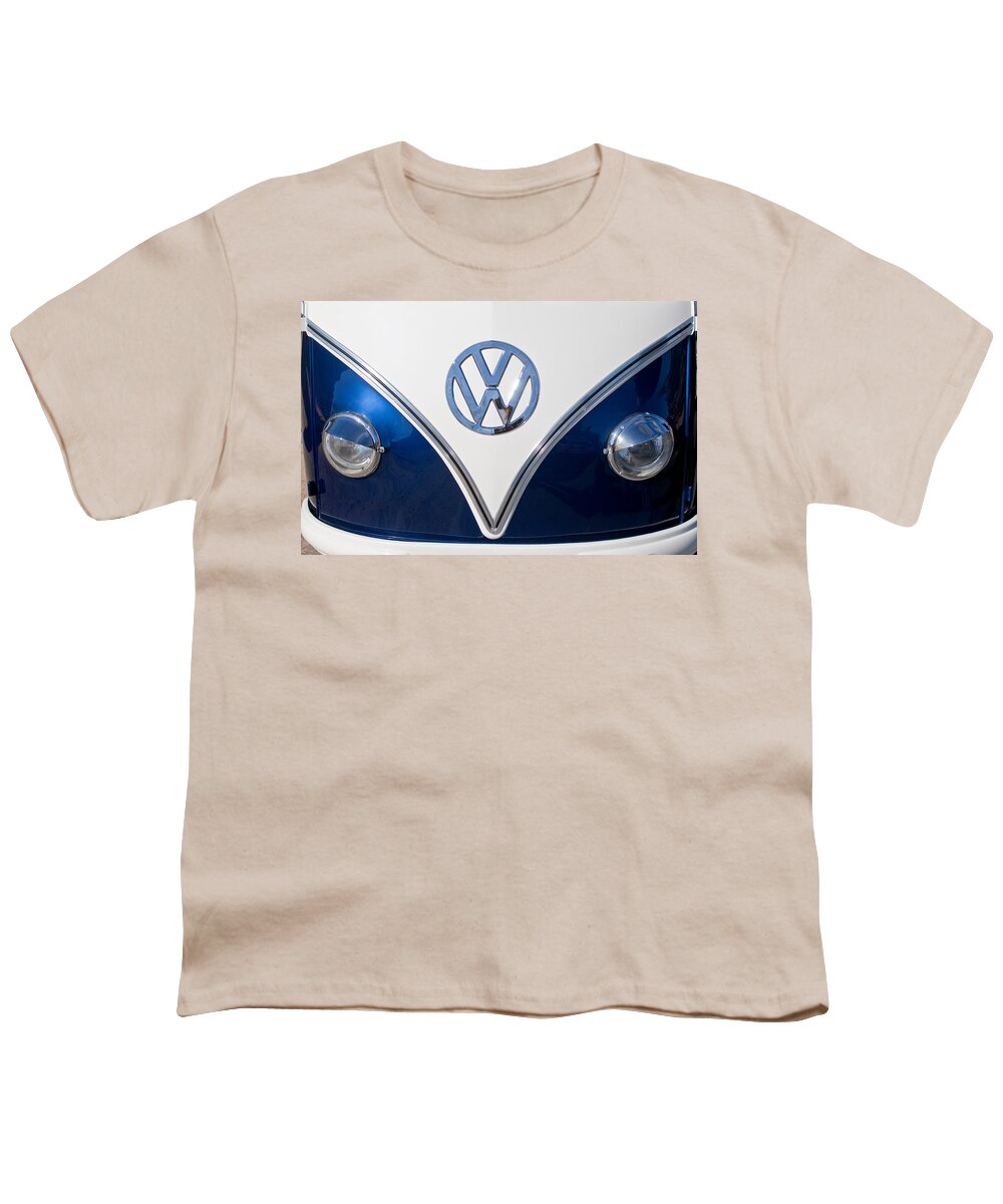 1958 Volkswagen Vw Bus Youth T-Shirt featuring the photograph 1958 Volkswagen VW Bus Hood Emblem by Jill Reger