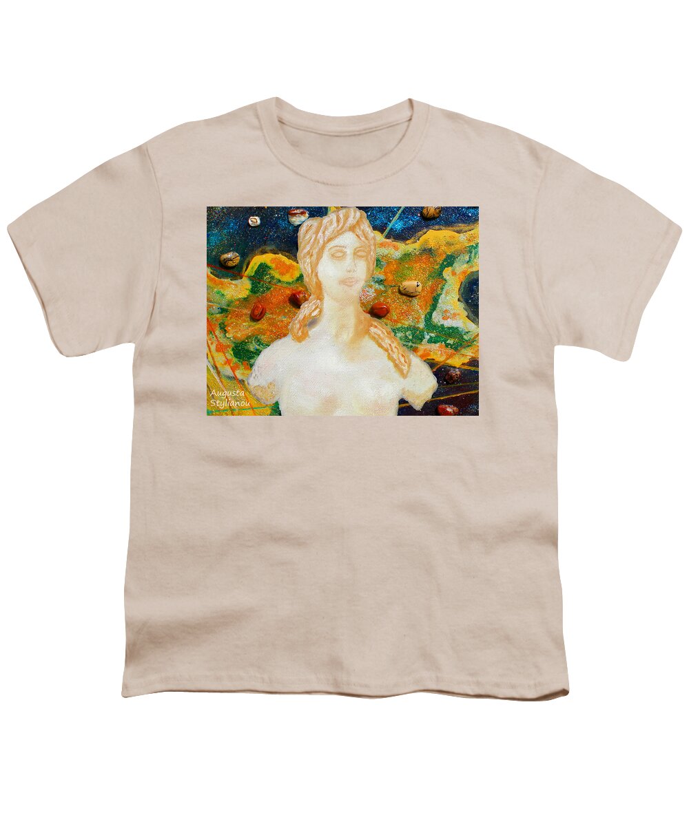 Augusta Stylianou Youth T-Shirt featuring the digital art Cyprus Map and Aphrodite #4 by Augusta Stylianou