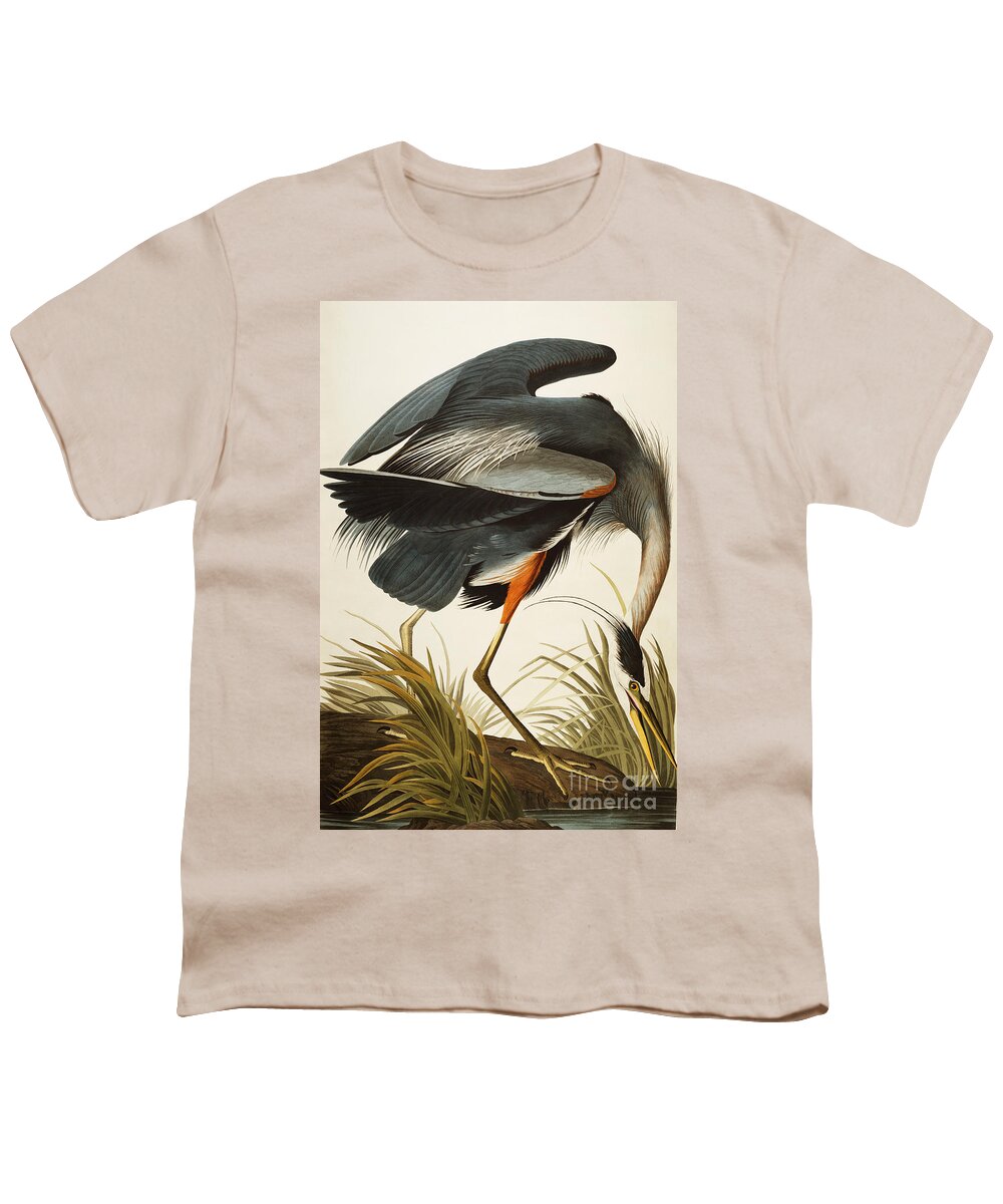 Great Blue Heron Youth T-Shirt featuring the painting Great Blue Heron by John James Audubon