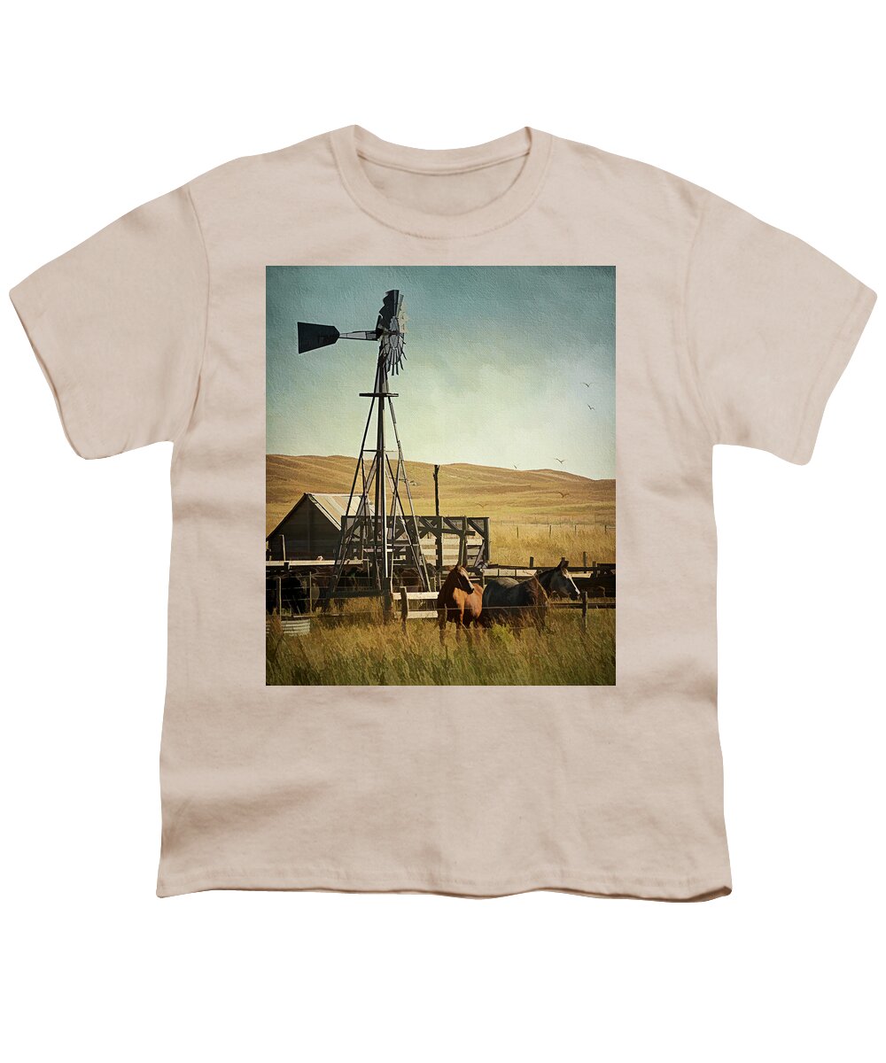 Farm Youth T-Shirt featuring the photograph A Beautiful Nebraska Sandhills Farm by Priscilla Burgers
