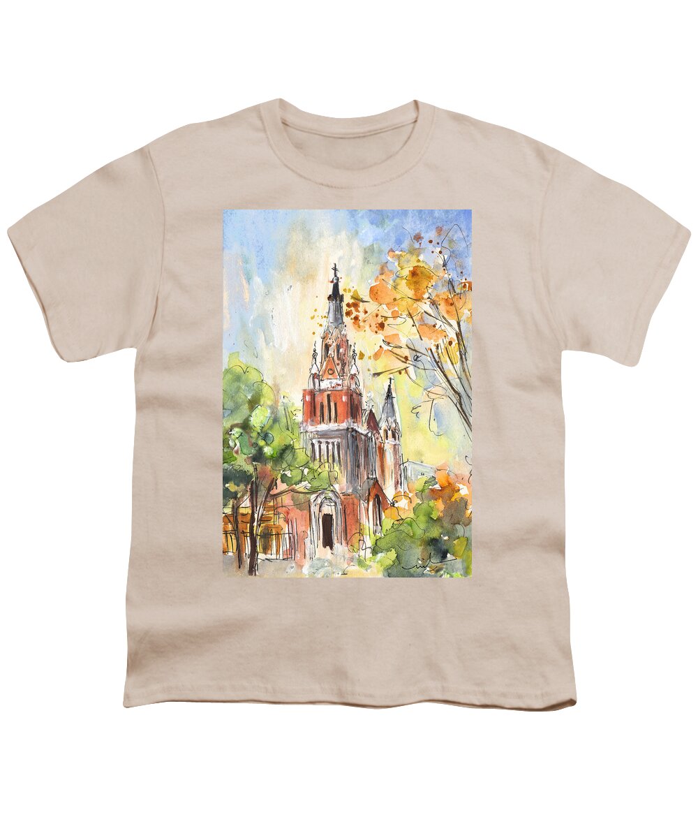 Travel Youth T-Shirt featuring the painting A Church In Our Street In Budapest by Miki De Goodaboom