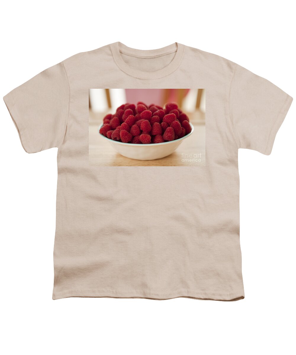 Abundance Youth T-Shirt featuring the photograph Bowl Of Raspberries On Table by Jim Corwin