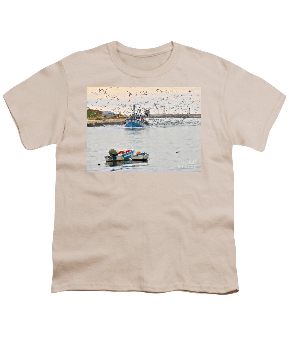 Portugal Fisherman Lagos Youth T-Shirt featuring the photograph Calm Before the Storm by Suzanne Oesterling