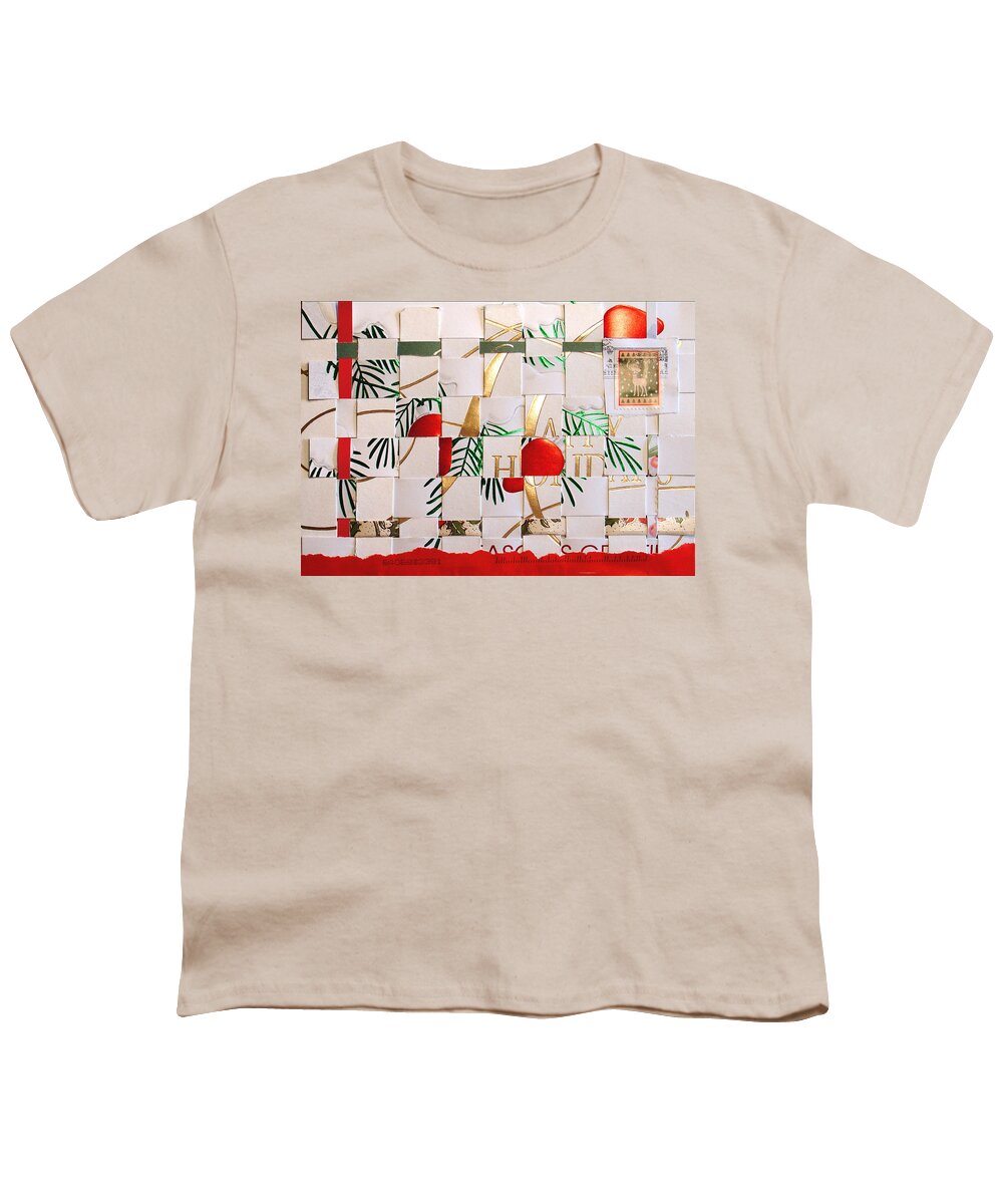 Christmas Youth T-Shirt featuring the mixed media Christmas Card Abstract by Steve Karol