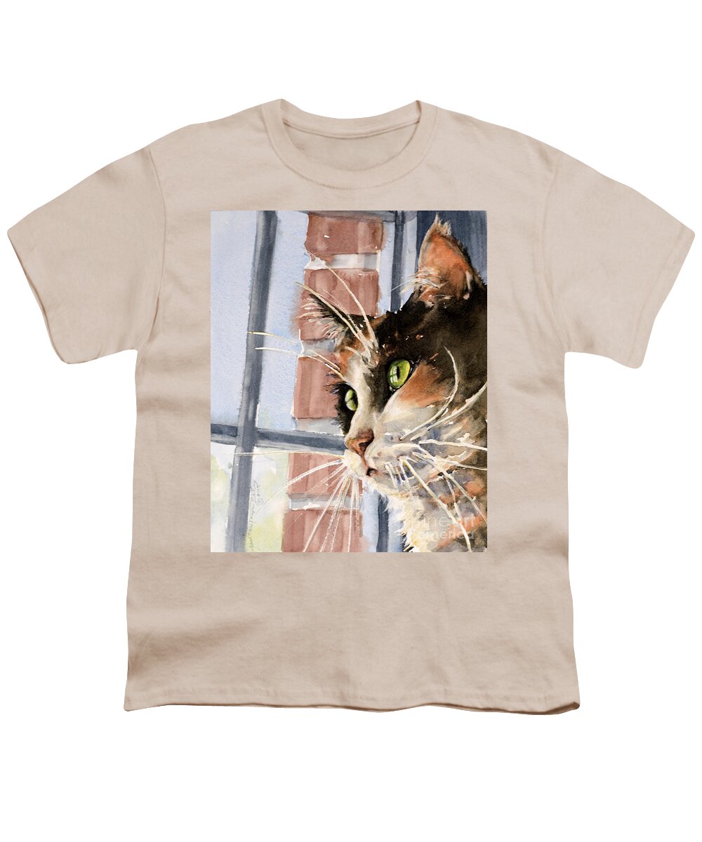 Cat Youth T-Shirt featuring the painting City Cat by Judith Levins