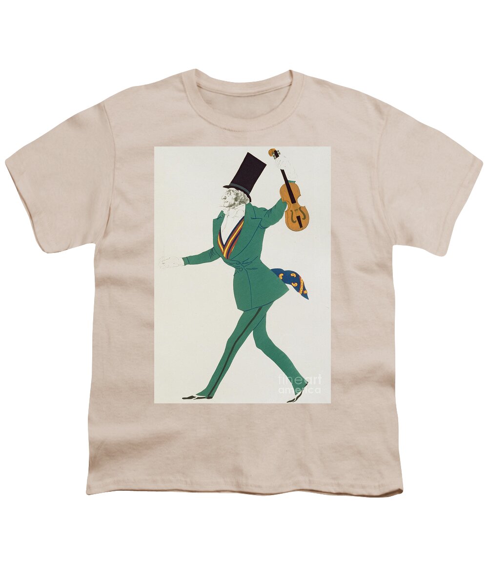 Leon Bakst Youth T-Shirt featuring the painting Costume design for Paganini in The Enchanted Night by Leon Bakst