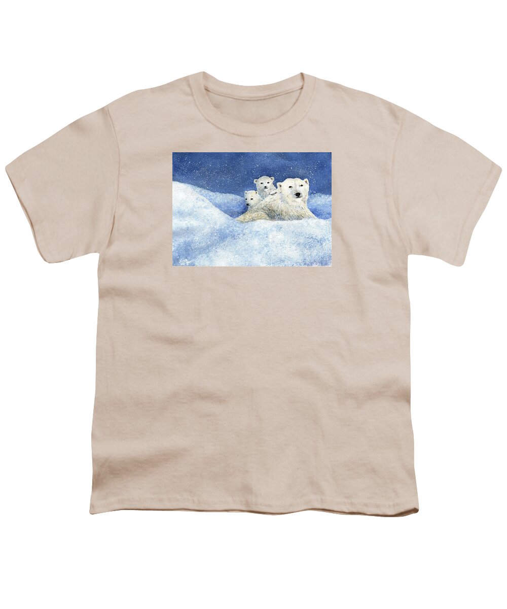 Polar Bear Youth T-Shirt featuring the painting Don't Mess with Momma by June Hunt