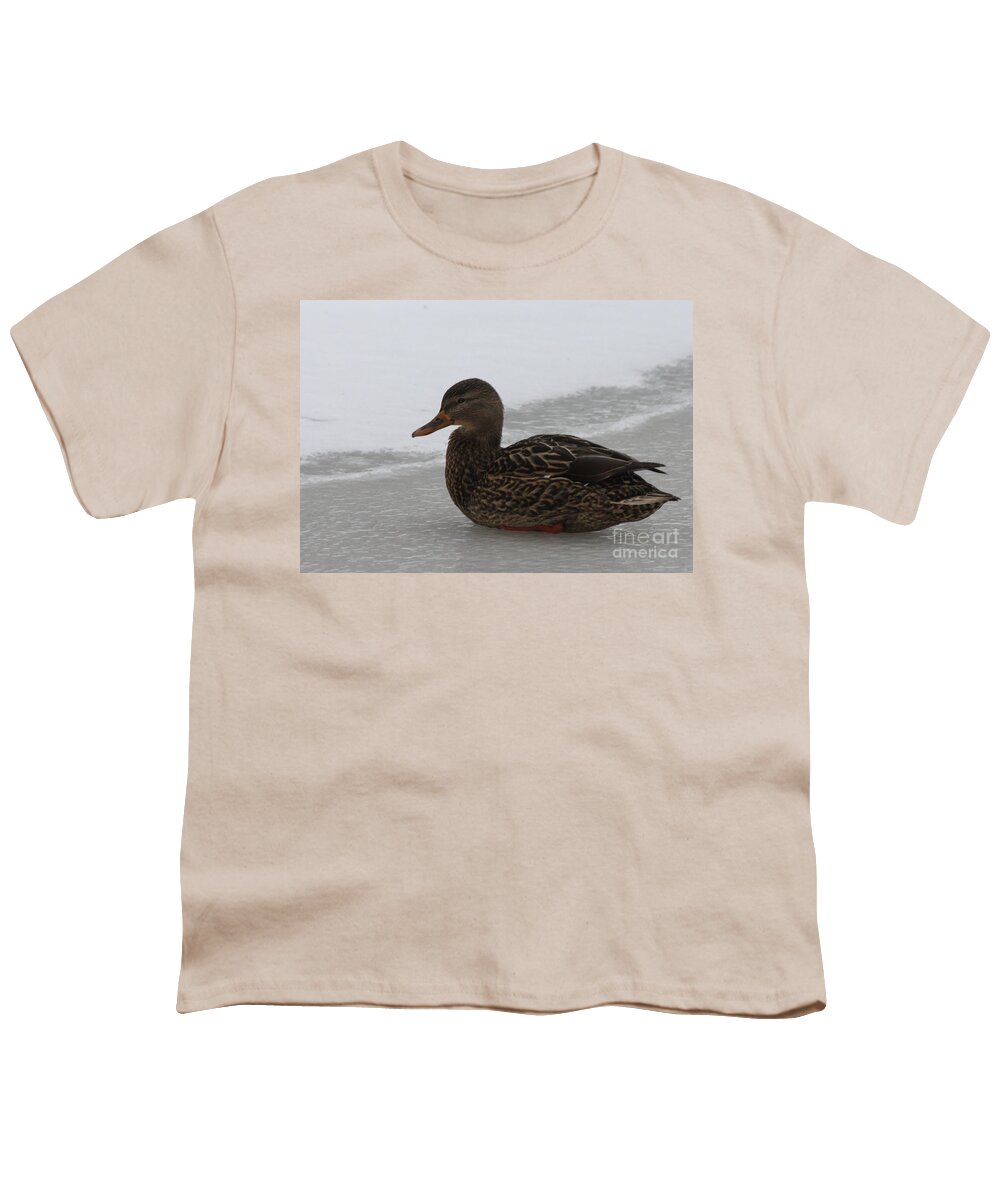 Duck On Ice Youth T-Shirt featuring the photograph Duck on Ice by John Telfer
