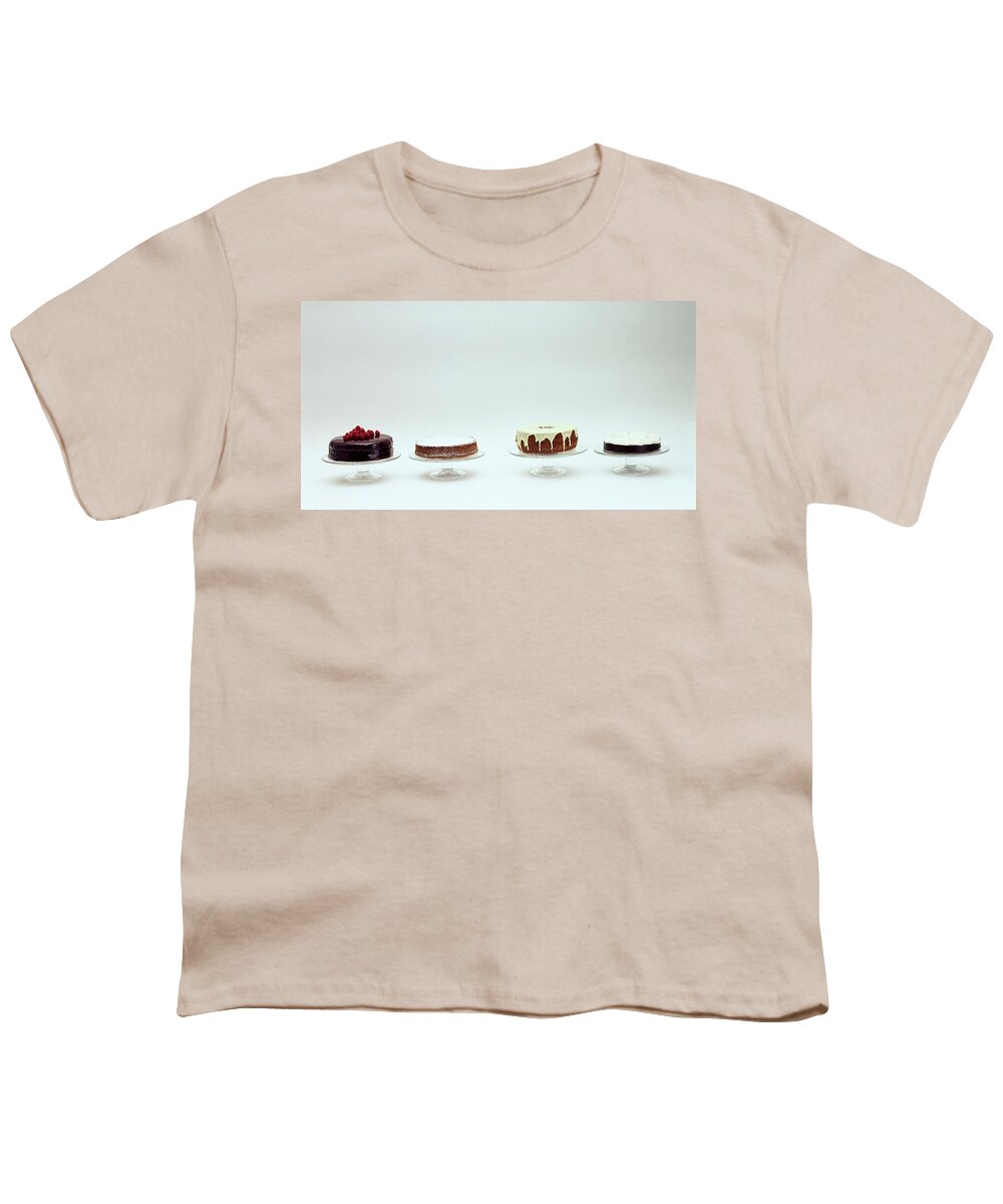 Food Youth T-Shirt featuring the photograph Four Cakes Side By Side by Romulo Yanes