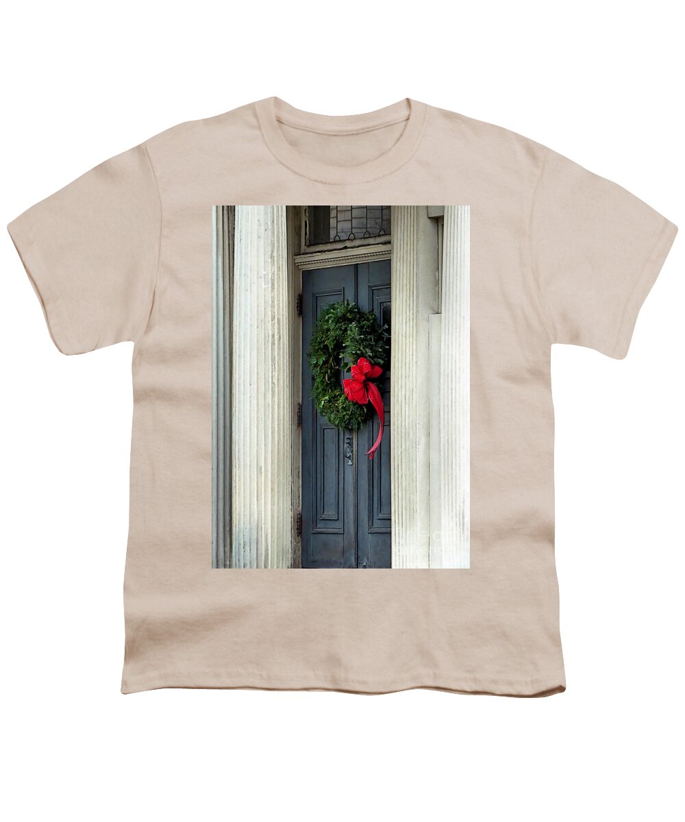 Wreath Youth T-Shirt featuring the photograph Front Door Wreath by Janice Drew