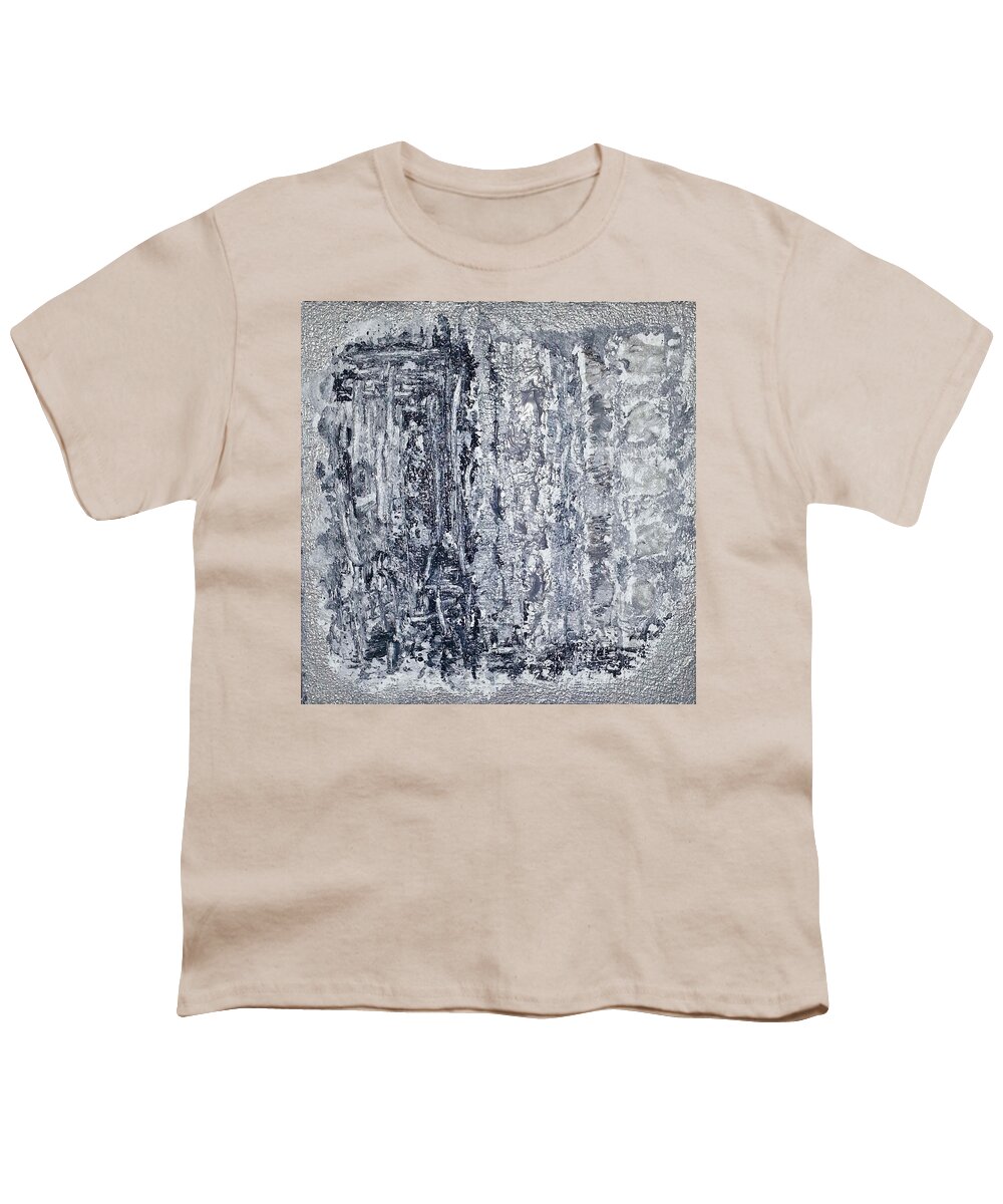Abstract Artwork Youth T-Shirt featuring the painting G1 - greys by KUNST MIT HERZ Art with heart