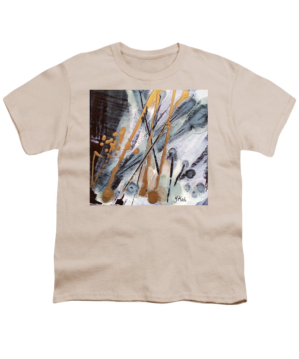 Alcohol Ink Art Youth T-Shirt featuring the painting Golden Berries by Yolanda Koh