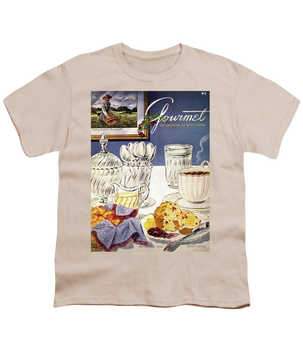 Food Youth T-Shirt featuring the photograph Gourmet Cover Illustration Of Cranberry Muffins by Henry Stahlhut