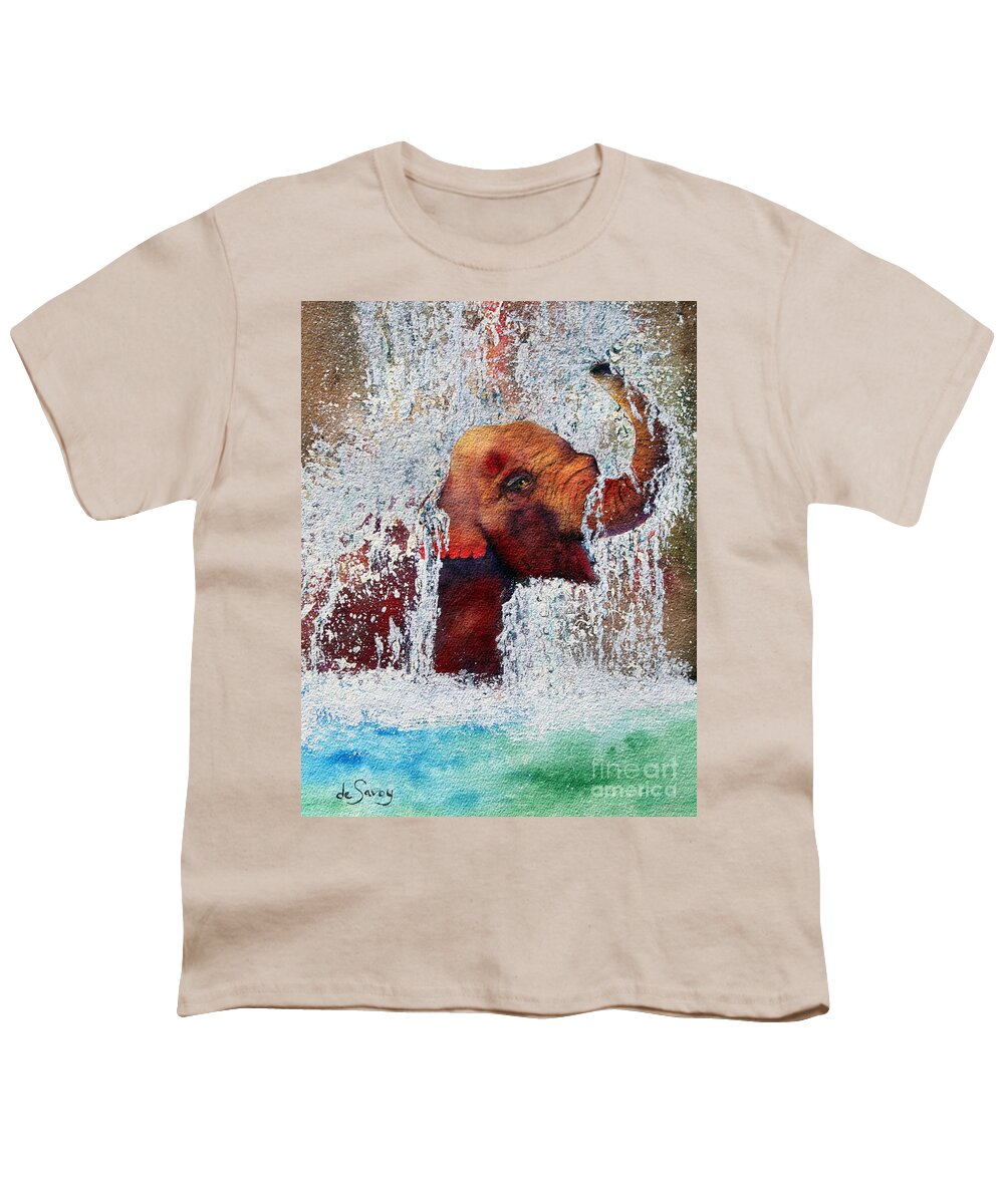 Elephant Youth T-Shirt featuring the painting Happy Packy by Diane DeSavoy