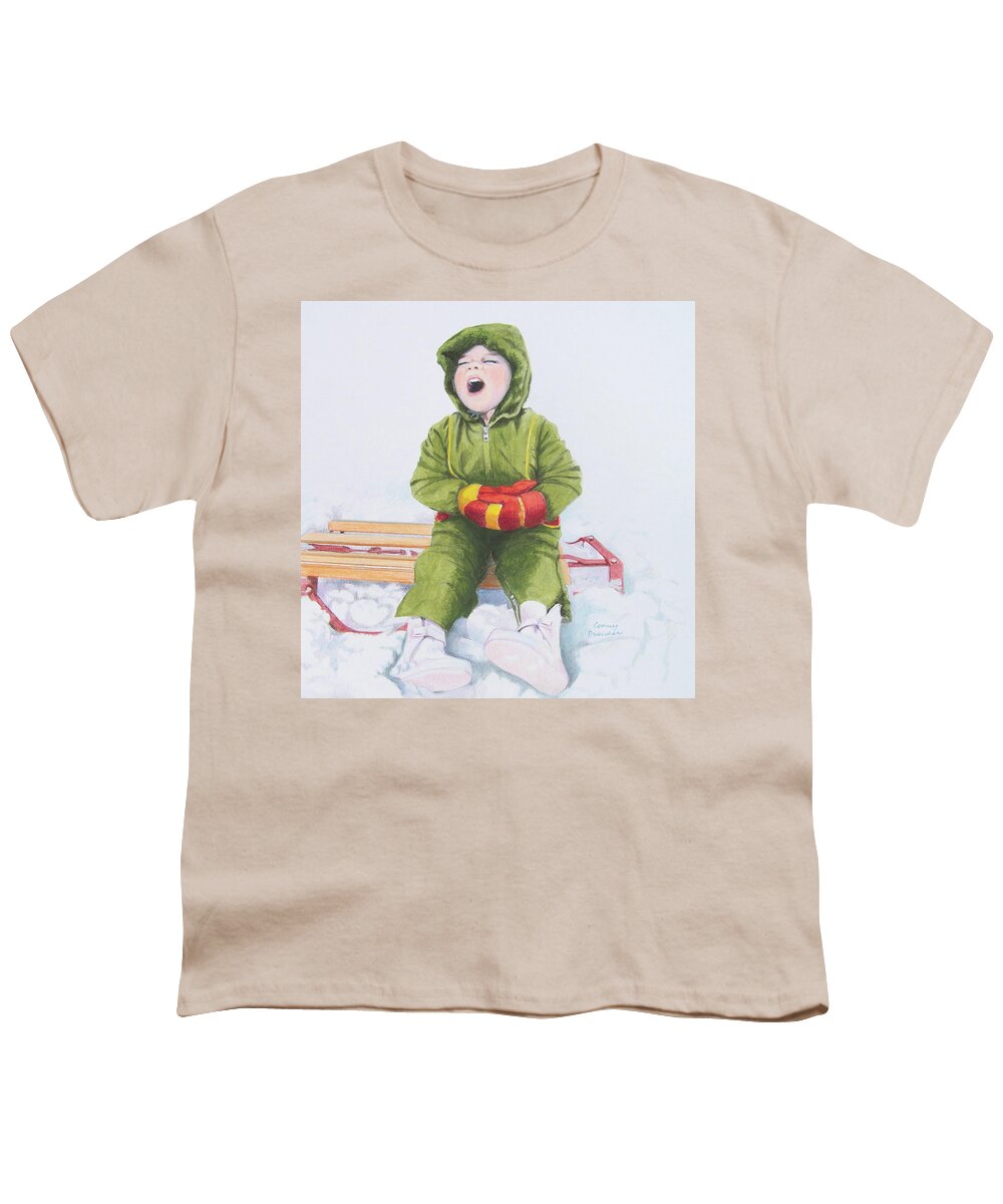 Green Youth T-Shirt featuring the mixed media I'm Cooold by Constance Drescher
